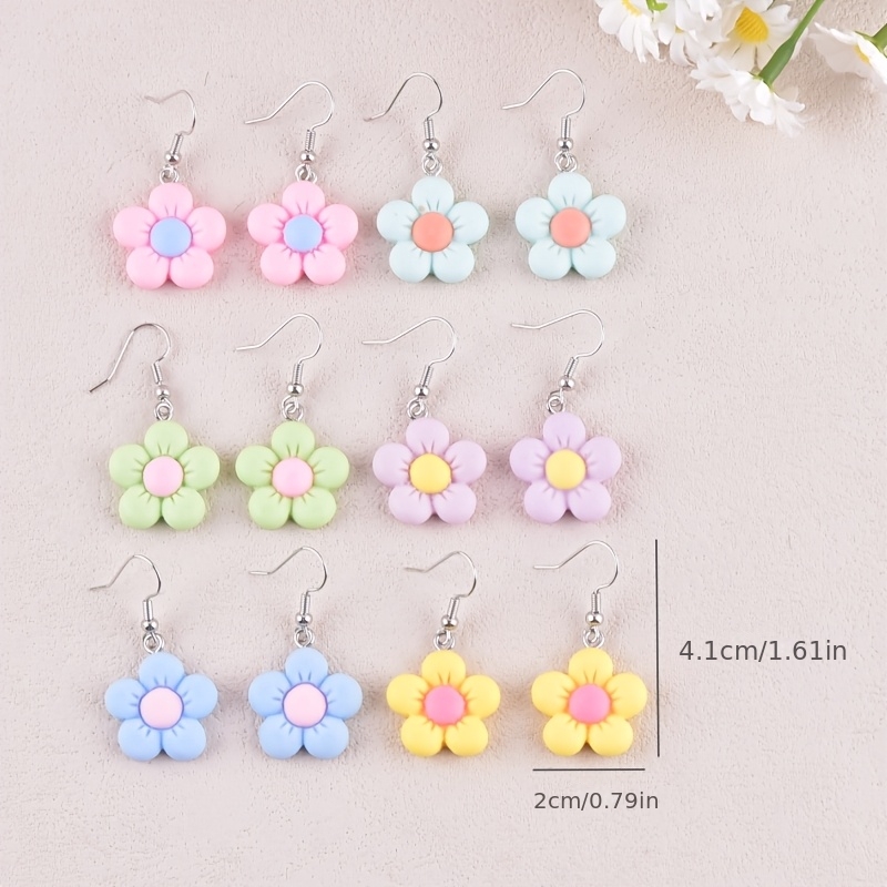 Colorful Small Tree Resin Fashion Drop Earrings